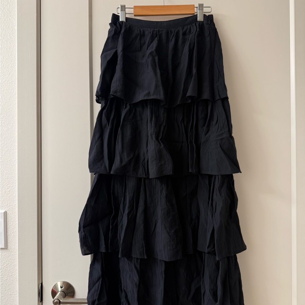 Abercrombie & Fitch Black Maxi Tiered Skirt
